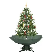 vidaXL Schneiender Weihnachtsbaum mit Schirmfuß Grün 140 cm