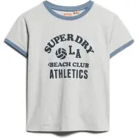 Superdry für Damen. W1011387A Ringer Athletic Essentials T-shirt grau (M), Lässig, Baumwolle, Kurzarm