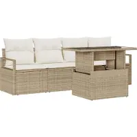 vidaXL Gartensofa-set 5 stk. 4-Sitzanzahl Beige und Creme Poly-Rattan