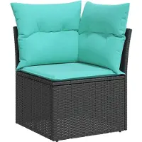 vidaXL 6-teiliges Gartensofa-Set mit Kissen, schwarzes Polyrattan