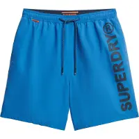 Superdry für Herren. M3010248A 43,2 cm Badeanzug mit blauer Sportgrafik (S), Strandbekleidung, Recyceltes Polyester, Nachhaltig