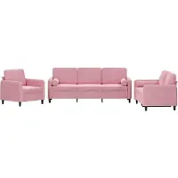 vidaXL 3-tlg. Sofagarnitur mit Kissen Rosa Samt