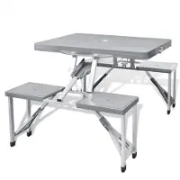 vidaXL Ultraleichtes Faltbares Campingtisch-set Aus Aluminium Mit 4 Hockern