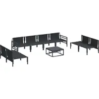 vidaXL Gartensofa-set 9 stk. Schwarz Stahl