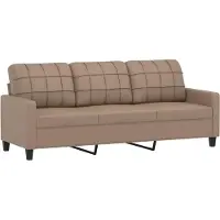 vidaXL 3-tlg. Sofagarnitur mit Kissen Cappuccino-Braun Kunstleder