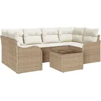 vidaXL Gartensofa-set Beige 55 x 55 x 37 cm Poly-Rattan