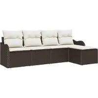 vidaXL Garten-Sofa-Set mit Kissen mit Speicher 5 pcs Braun Poly Rattan