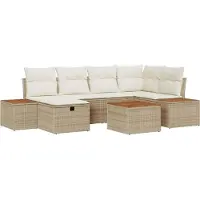 vidaXL Gartensofa-set 7 Stk. Beige Poly-Rattan