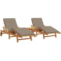 vidaXL Sonnenliege 3 stk. Massivholz Akazie Taupe