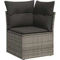 vidaXL 7-tlg. Garten-Sofagarnitur mit Kissen Grau Poly Rattan