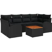 vidaXL Gartensofa-set 7 Stk. Schwarz Poly-Rattan