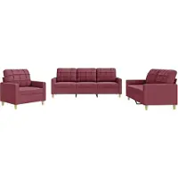vidaXL 3-tlg. Sofagarnitur mit Kissen Weinrot Stoff
