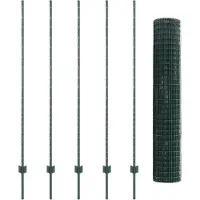 vidaXL Euro-Zaun mit Pfosten 10 x 1,6 m PVC-beschichteter Stahl Grün