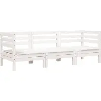 vidaXL Gartensofa 3-Sitzer Weiß Massivholz Kiefer