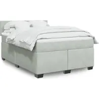 vidaXL Boxspringbett mit Matratze Hellgrau 140x200 cm Samt