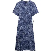 Superdry für Damen. W8011923A Navyfarbenes Midikleid mit Crossover-Druck (L), Lässig, Viskose, Kurzarm, Marine