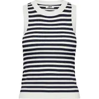 JDY Stricktop "JDYAYA TANK TOP KNT", Damen, Gr. L, blau (cloud dancer stripes:sky captain), Feinstrick, Obermaterial: 80% Viskose, 20% Nylon, gestreift, hüftlang, Rundhals, Tops Stricktop
