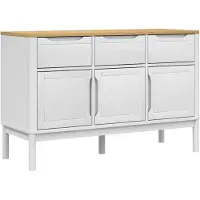 vidaXL Sideboard FLORO Weiß 114x43x74 cm Massivholz Kiefer