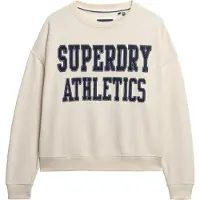 Superdry für Damen. W2012441A Entspanntes Sweatshirt mit Applikationen in Beige (XL), Lässig, Baumwolle, Langarm