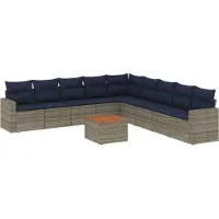 vidaXL 10-tlg. Garten-Sofagarnitur mit Kissen Grau Poly Rattan