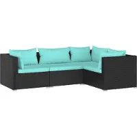 vidaXL 9-tlg. Garten-Lounge-Set mit Kissen Poly Rattan Schwarz