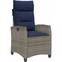 vidaXL Gartensessel mit Beistelltisch Verstellbar Grau Poly Rattan
