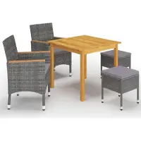 vidaXL 5-tlg. Garten-Essgruppe Grau