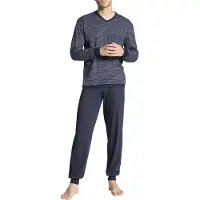 Calida Schlafanzug "Relax Streamline" 2 tlg. mit V-Neck und Bündchen