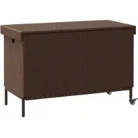 vidaXL Gartentruhe mit Rollen Braun 110x55x73 cm Poly Rattan