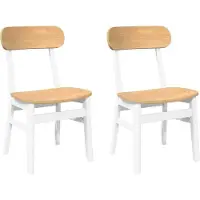 vidaXL Esszimmerstühle 2 Stk. Weiß Massivholz Gummibaum