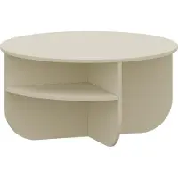 En.casa Couchtisch 'Reykhon' Ø80 x 41 cm Wohnzimmertisch mit Stauraum runde Tischplatte Sandfarben