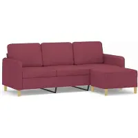 vidaXL 3-Sitzer-Sofa mit Hocker Weinrot 180 cm Stoff