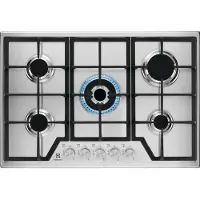 Electrolux KGS7536SX, Schwarz, Edelstahl, Integriert, 75 cm, Gaskochfeld, Edelstahl, 5 Zone(n)