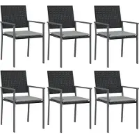 vidaXL 7-tlg. Garten-Essgruppe mit Kissen Poly Rattan und Stahl
