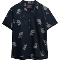 Superdry für Herren. M4010793A Kurzärmeliges marineblaues Strandhemd (M), Lässig, Baumwolle, Kurzarm