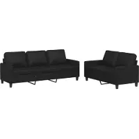 vidaXL 2-tlg. Sofagarnitur mit Kissen Schwarz Kunstleder