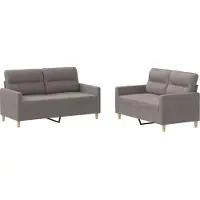 vidaXL 2-tlg. Sofagarnitur mit Kissen Taupe Stoff