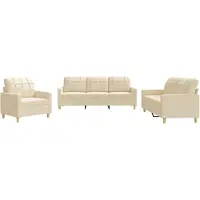 vidaXL 3-tlg. Sofagarnitur mit Kissen Creme Stoff