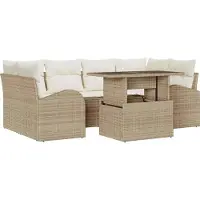 vidaXL Gartensofa-set 7 stk. Beige Poly Rattan