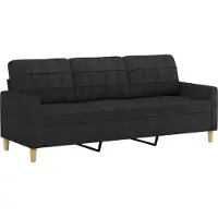 vidaXL 4-tlg. Sofagarnitur mit Kissen Schwarz Stoff