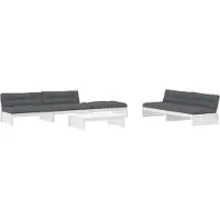 vidaXL 6-tlg. Garten-Lounge-Set mit Kissen Weiß Massivholz
