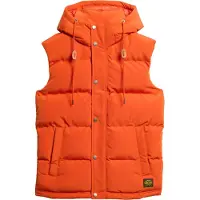 Superdry für Herren. M5011708A Steppweste mit Kapuze Everest orange (S), Lässig, Nachhaltig, Recyceltes Nylon