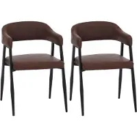 Mendler 2er-Set Esszimmerstuhl MCW-P29, Küchenstuhl Lehnstuhl Polsterstuhl, Industrial Retro Vintage Kunstleder rostrot