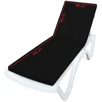 Hannah Home , Hochwertiges Sonnenliege-Kissen, Schwarz, 100% Polyester, 4 cm Schaum