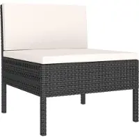 vidaXL Gartenstühle 3 Stk. mit Auflagen Poly Rattan Schwarz