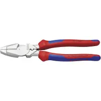 Knipex 09 15 240 Kraft-Kombizange "Lineman's Pliers" amerikanisches Modell mit Mehrkomponenten-Hüllen verchromt 240 mm
