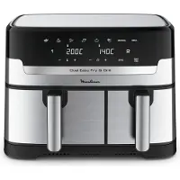 Moulinex Dual Easy Fry EZ905D20, Heißluftfritteuse, 8,3 l, 2 kg, Doppel, Schwarz, Edelstahl, Berührung