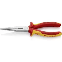 Knipex 26 16 200 SB Flachrundzange mit Schneide (Storchschnabelzange) isoliert mit Mehrkomponenten-Hüllen, VDE- verchromt 200 mm (SB-Karte/Blister)