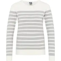 Dreimaster Strickpullover Damen Wollweiss Grau Melange