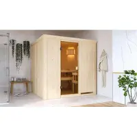 Karibu Sauna Innensauna Tromsö Fronteinstieg Ofen 9 kW integr. Strg 196x178x198 cm ohne Dachkranz